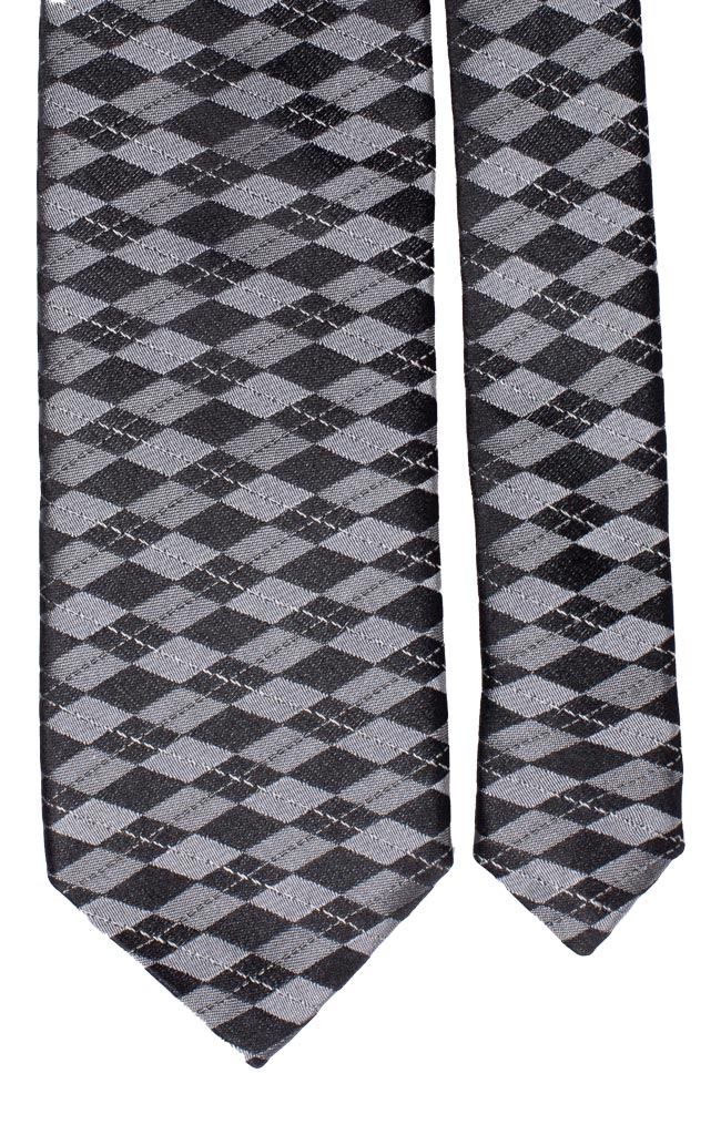 Cravatta da Cerimonia di Seta Grigia Fantasia Nera Made in Italy Graffeo Cravatte Pala