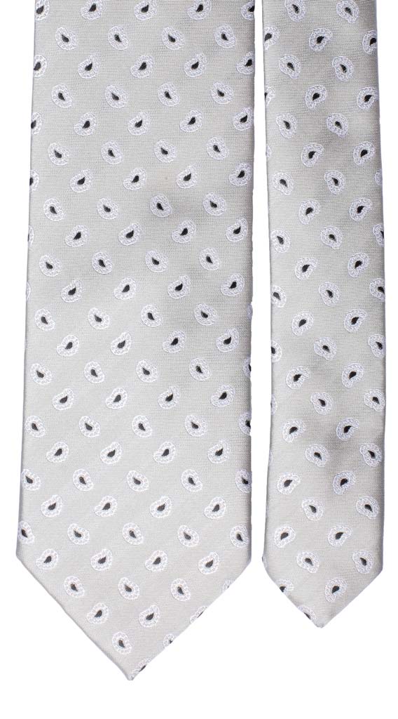 Cravatta da Cerimonia di Seta Grigia Paisley Bianco Nero Made in Italy graffeo Cravatte Pala