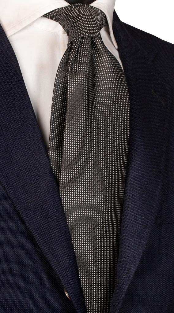 Cravatta da Cerimonia di Seta Nera Fantasia Bianca Made in Italy graffeo Cravatte