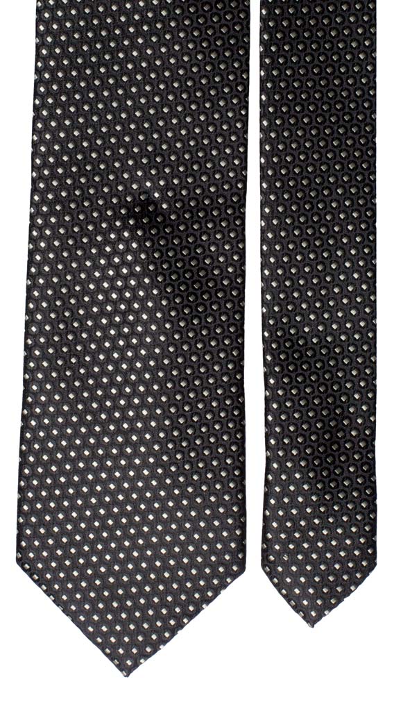 Cravatta da Cerimonia di Seta Nera Fantasia Avorio Made in Italy graffeo Cravatte Pala