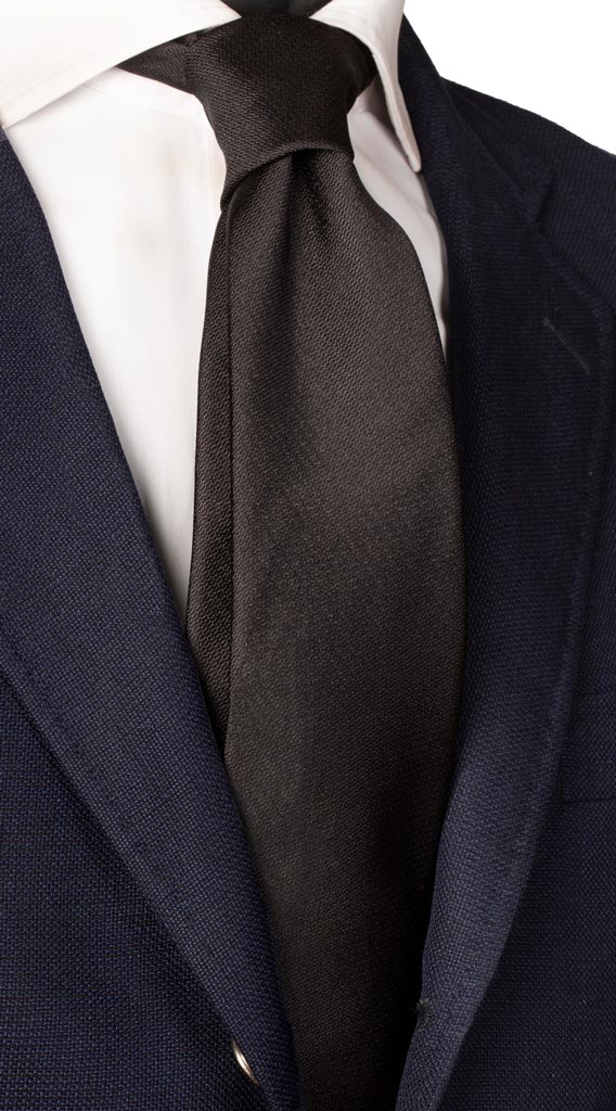 Cravatta da Cerimonia di Seta Nera Fantasia Tono su Tono Made in Italy Graffeo Cravatte