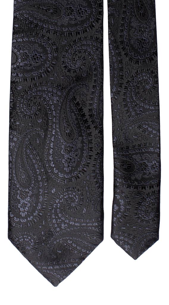 Cravatta da Cerimonia di Seta Nera Paisley Tono su Tono Made in Italy Graffeo Cravatte Pala