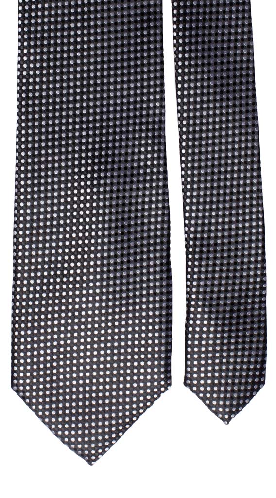 Cravatta da Cerimonia di Seta Nera a Pois Bianchi Made in Italy Graffeo Cravatte Pala