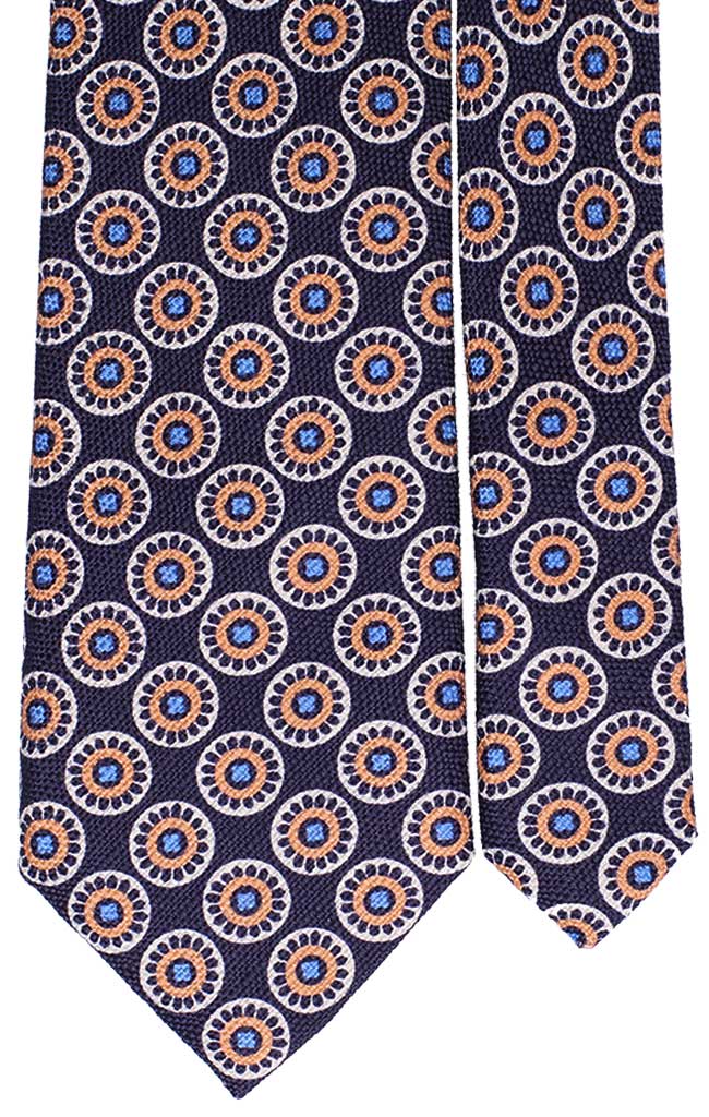 Cravatta di Cotone Blu Navy Fantasia Bianco Salmone Celeste Made in Italy Graffeo Cravatte Pala