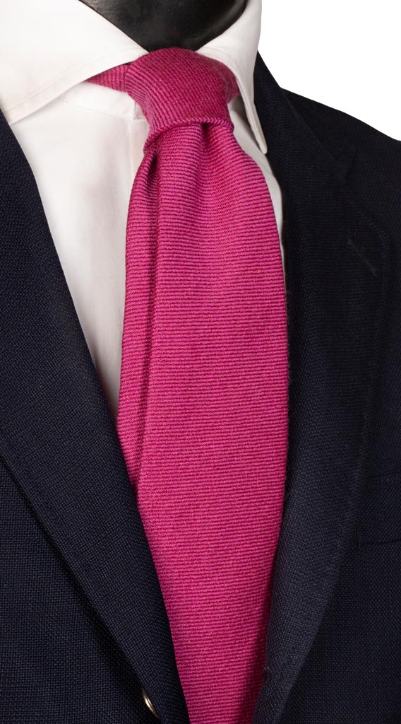 Cravatta di Lana Fucsia Tinta Unita Made in Italy graffeo Cravatte