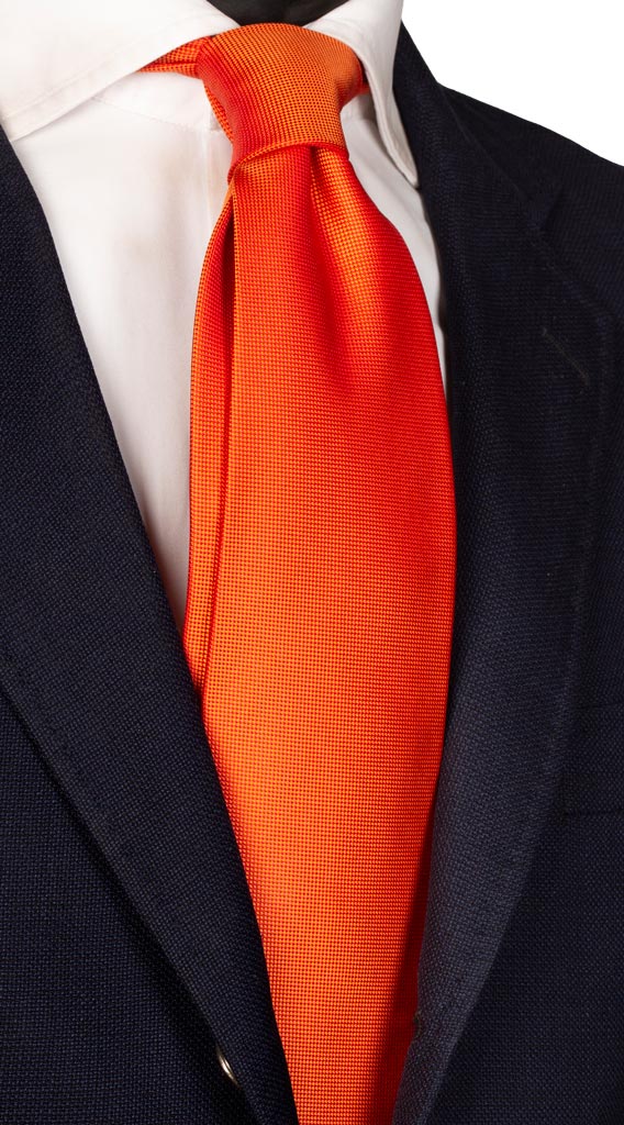 Cravatta di Seta Arancione Tinta Unita Made in Italy Graffeo Cravatte
