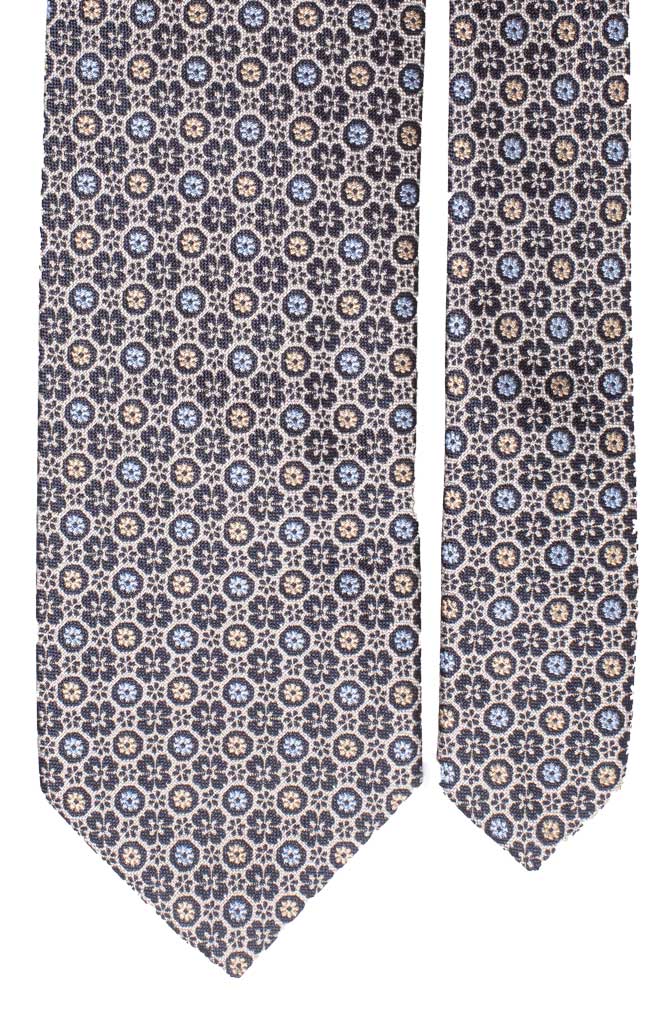 Cravatta di Seta Bianco Sporco Fantasia Multicolor Made in Italy Graffeo Cravatte Pala