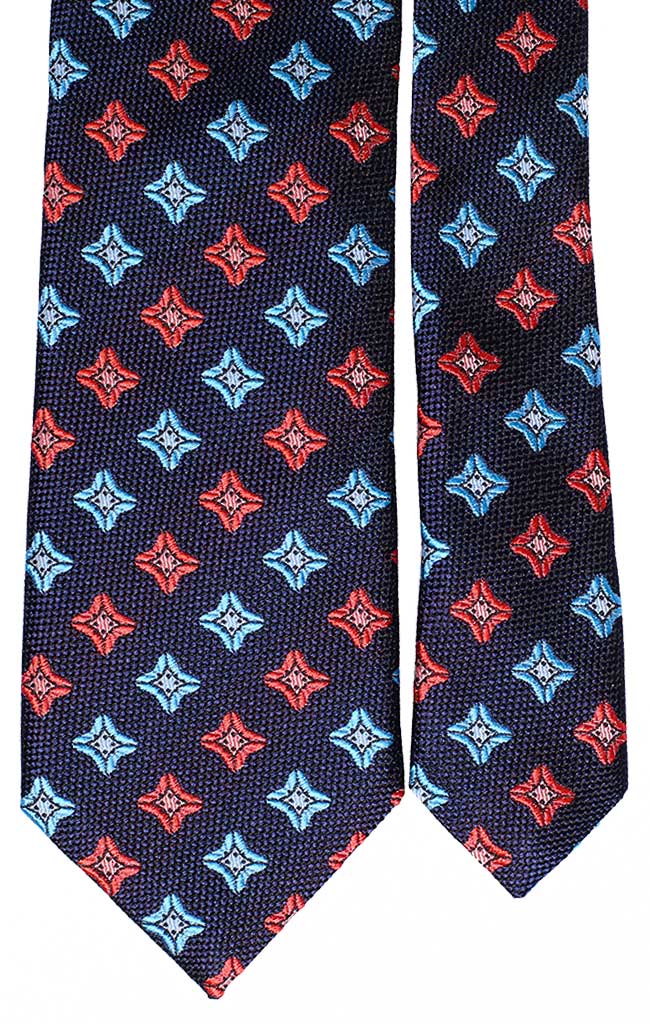 Cravatta di Seta Blu Fantasia Celeste Arancione Made in Italy Graffeo Cravatte