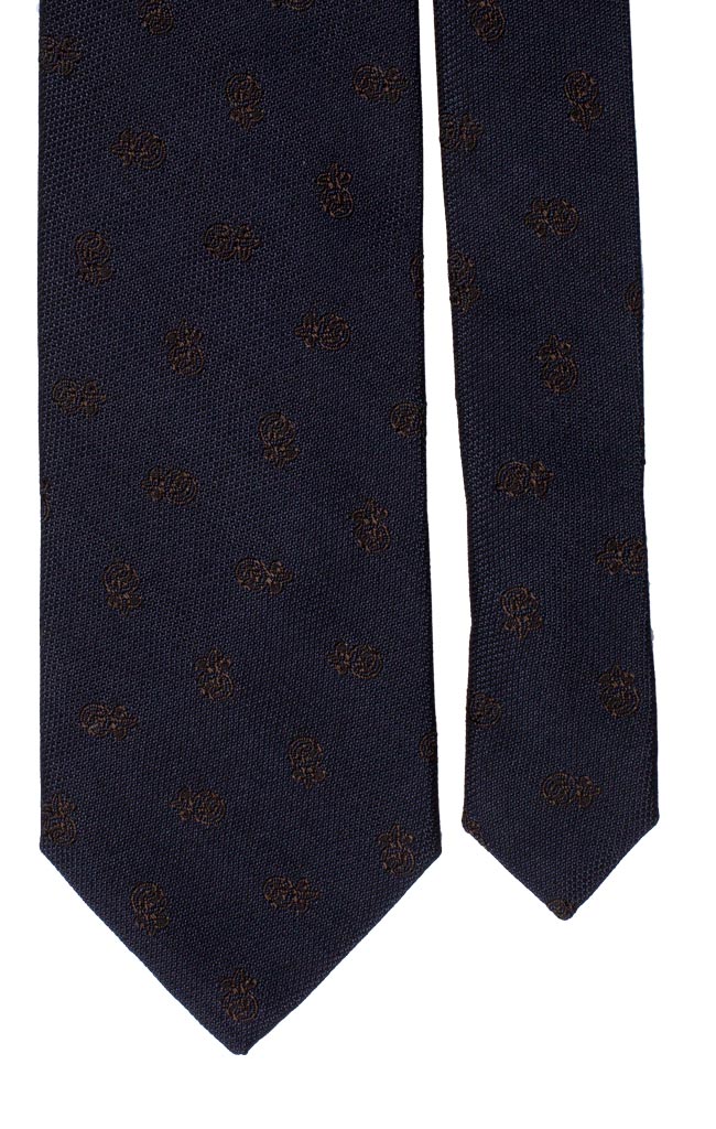 Cravatta di Seta Blu Fantasia Marrone Made in Italy graffeo Cravatte Pala