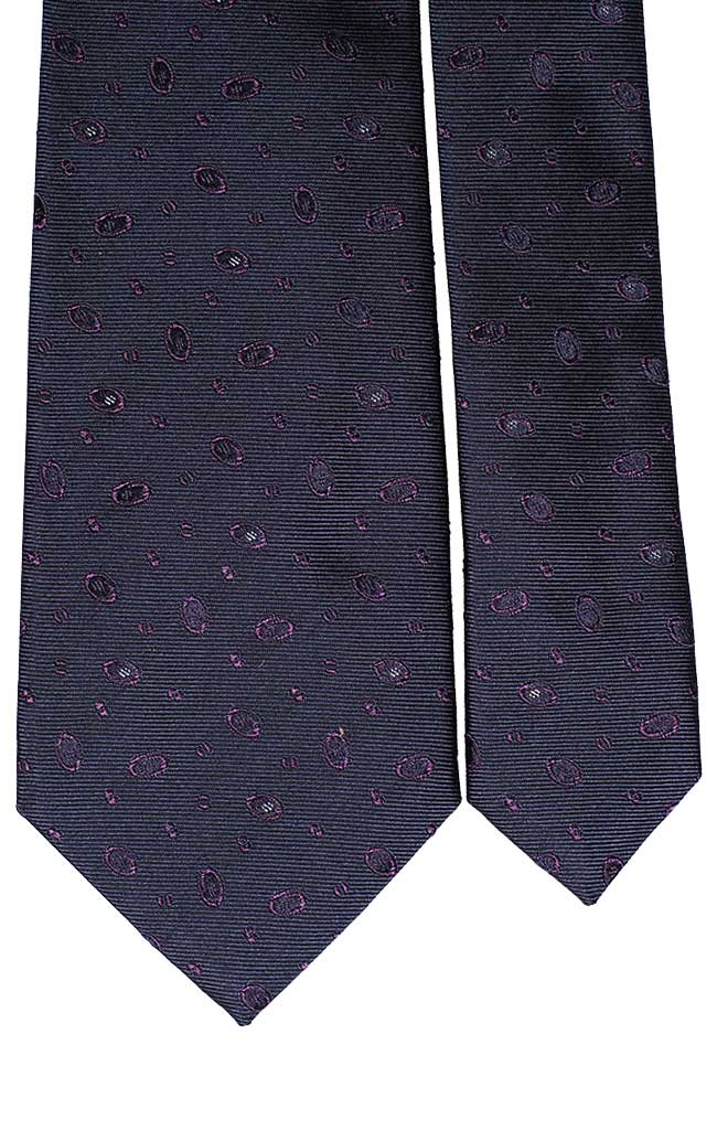 Cravatta di Seta Blu Fantasia Viola Bianca Pala Made in Italy Graffeo Cravatte Pala
