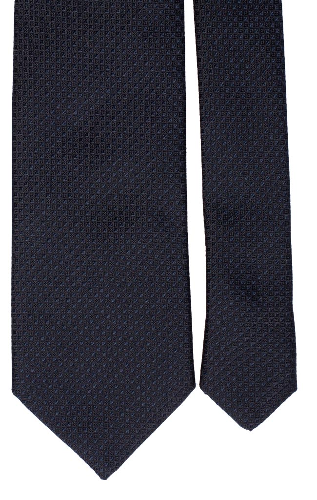 Cravatta di Seta Blu Notte Fantasia Tono su Tono Made in Italy Graffeo Cravatte Pala