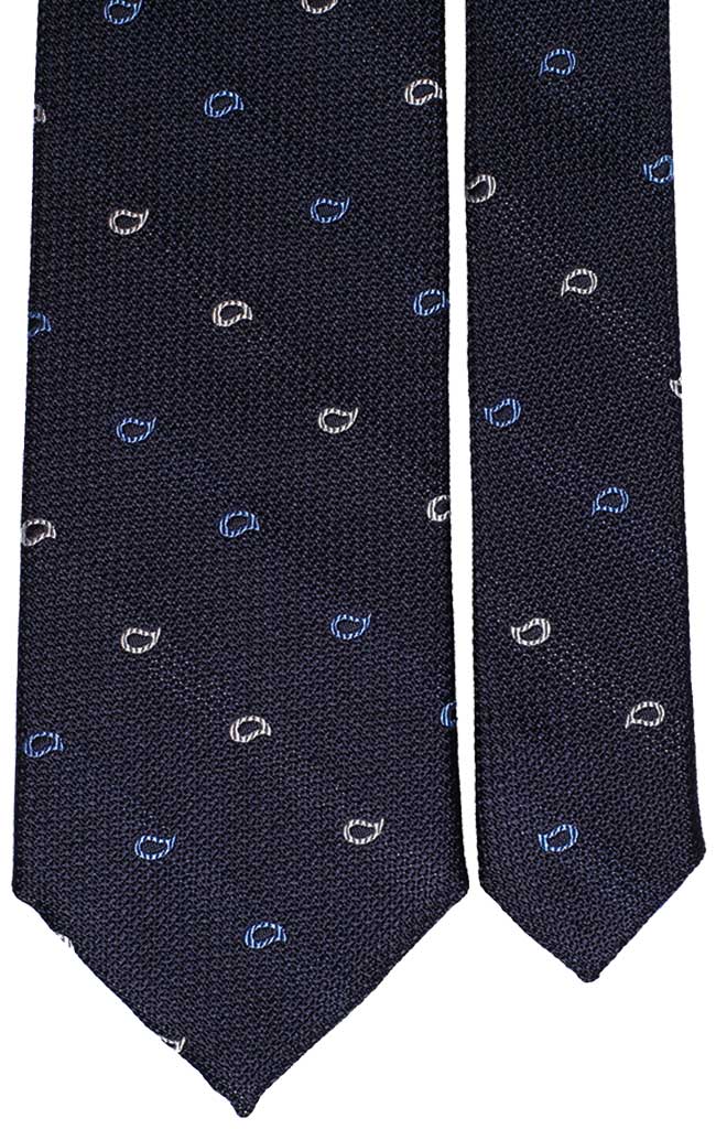 Cravatta di Seta Blu Paisley Bianco Celeste Made in Italy Graffeo Cravatte Pala