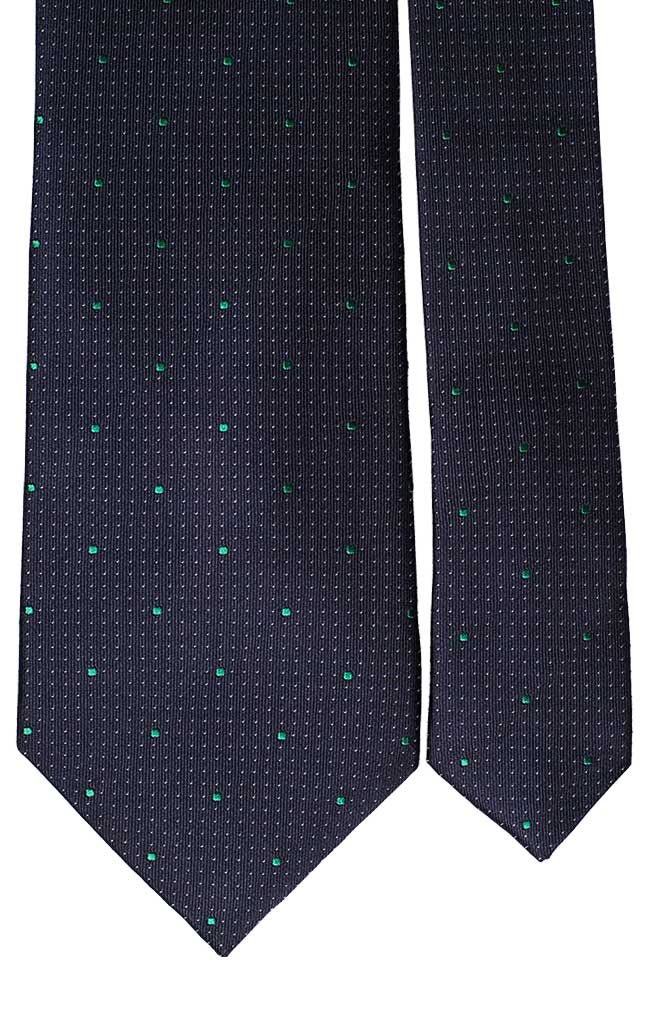 Cravatta di Seta Blu Punto a Spillo Bianco Pois Verde Made in Italy Graffeo Cravatte Pala