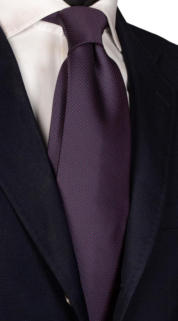 Cravatta di Seta Blu Punto a Spillo Fucsia Made in Italy Graffeo Cravatte