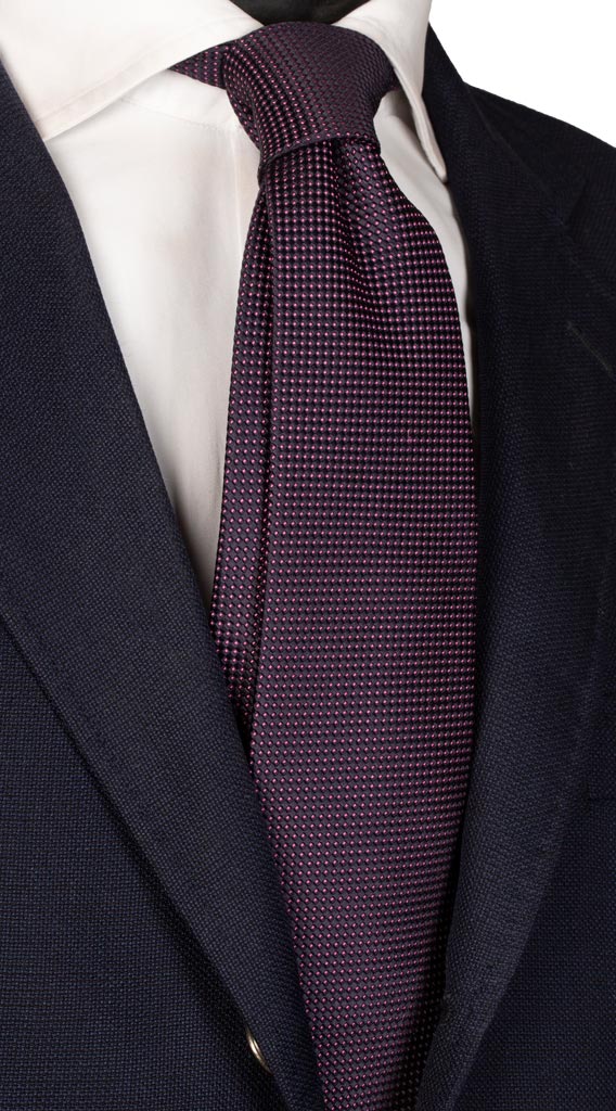 Cravatta di Seta Blu Punto a Spillo Rosa Made in Italy Graffeo Cravatte