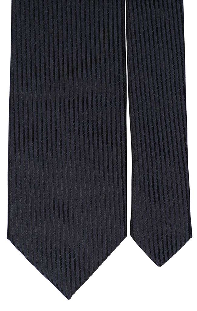 Cravatta di Seta Blu Riga Tono su Tono Marrone Made in Italy Graffeo Cravatte Pala