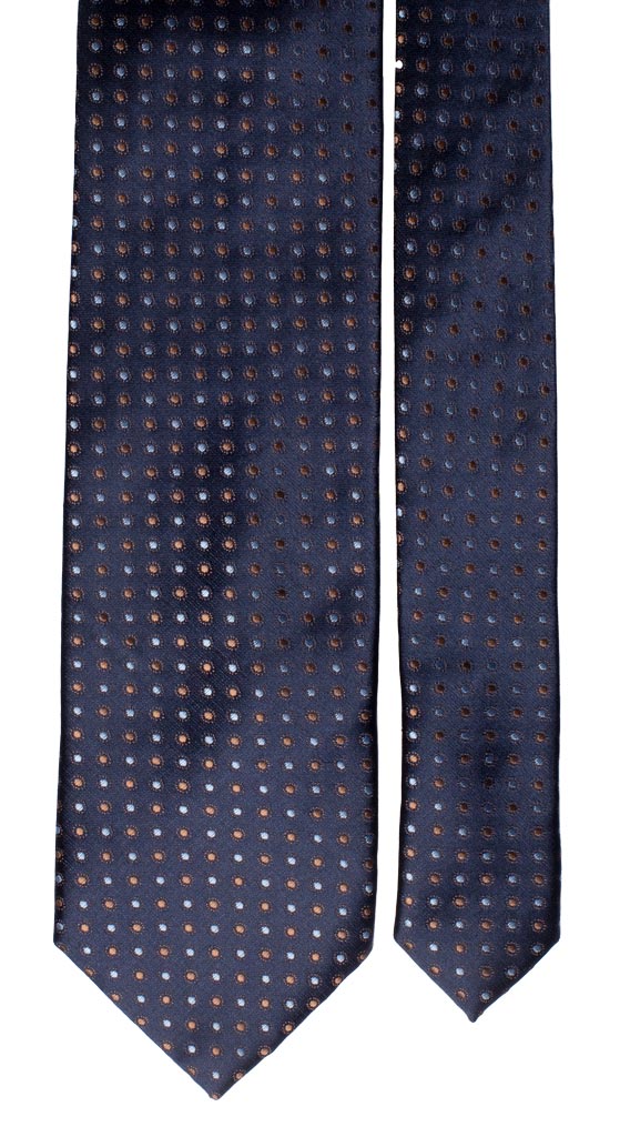 Cravatta di Seta Blu a Pois Marroni Celesti Made in Italy graffeo Cravatte Pala