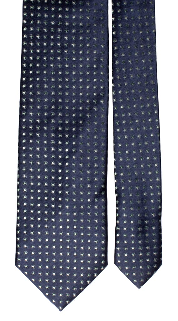 Cravatta di Seta Blu a Pois Verdi Made in Italy graffeo Cravatte Pala