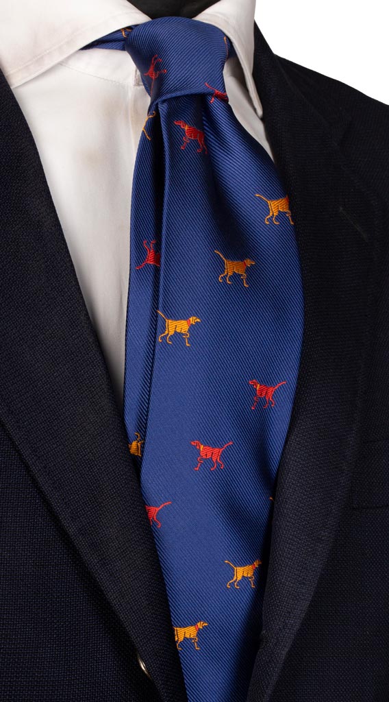 Cravatta di Seta Bluette con Animali Made in Italy graffeo Cravatte