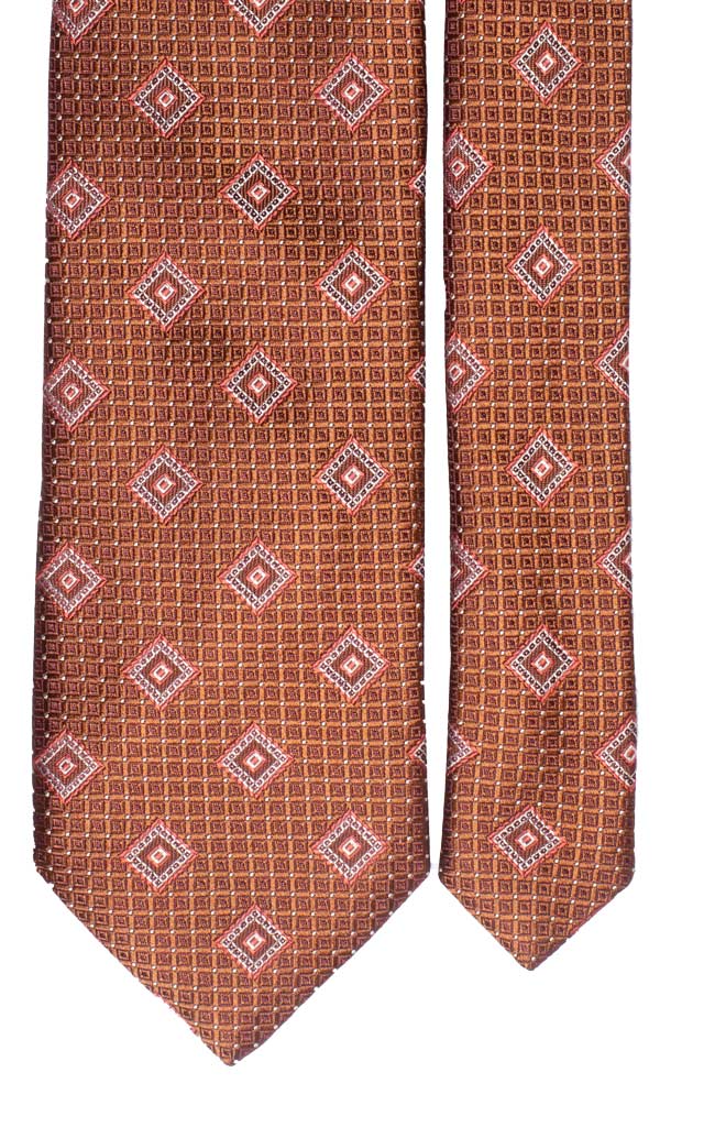 Cravatta di Seta Color Cammello Fantasia Ruggine Bianco Made in Italy Graffeo Cravatte Pala