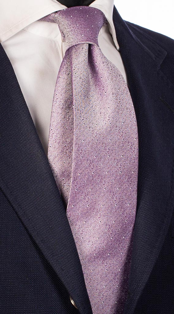 Cravatta di Seta Glicine con Micro Fantasia Blu Made in Italy Graffeo Cravatte