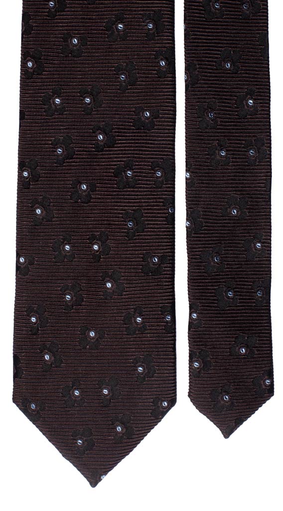 Cravatta di Seta Goffrata Marrone Fantasia Celeste Made in Italy graffeo Cravatte Pala