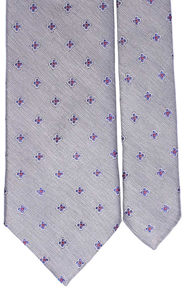 Cravatta di Seta Grigio Chiaro Effetto Lino Fantasia Bianca Lilla Bordeaux Made in Italy Graffeo Cravatte Pala