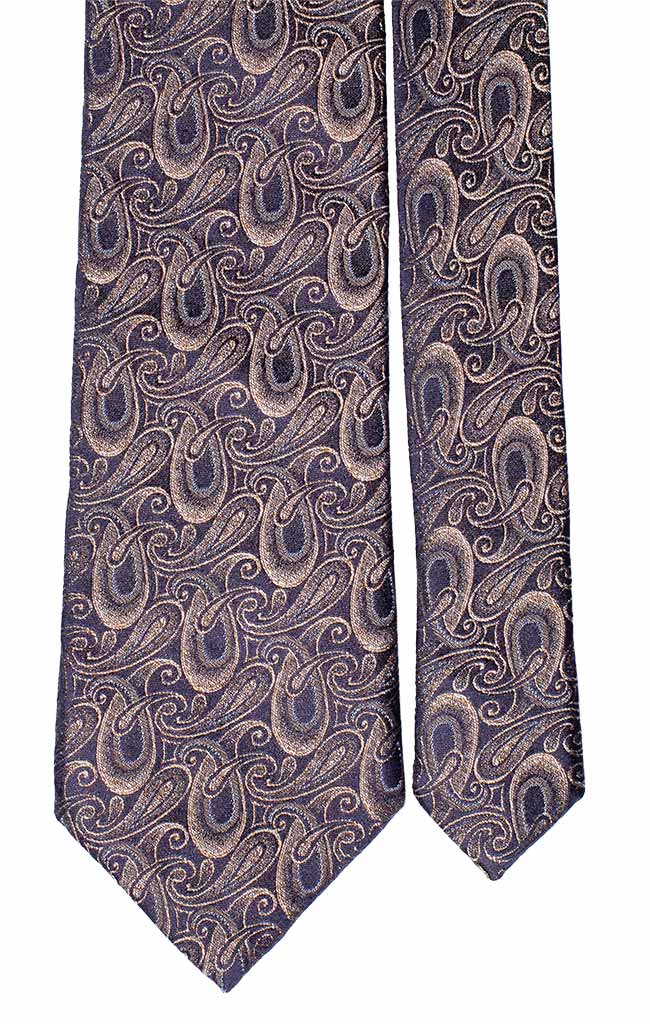 Cravatta di Seta Jaspé Blu Notte Paisley Color Corda Made in Italy Graffeo Cravatte Pala