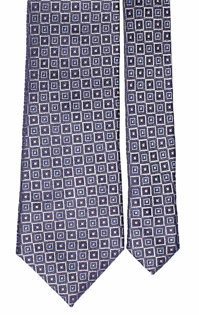 Cravatta di Seta Jaspé Fantasia Blu Celeste Grigio Chiaro Made in Italy Graffeo Cravatte Pala