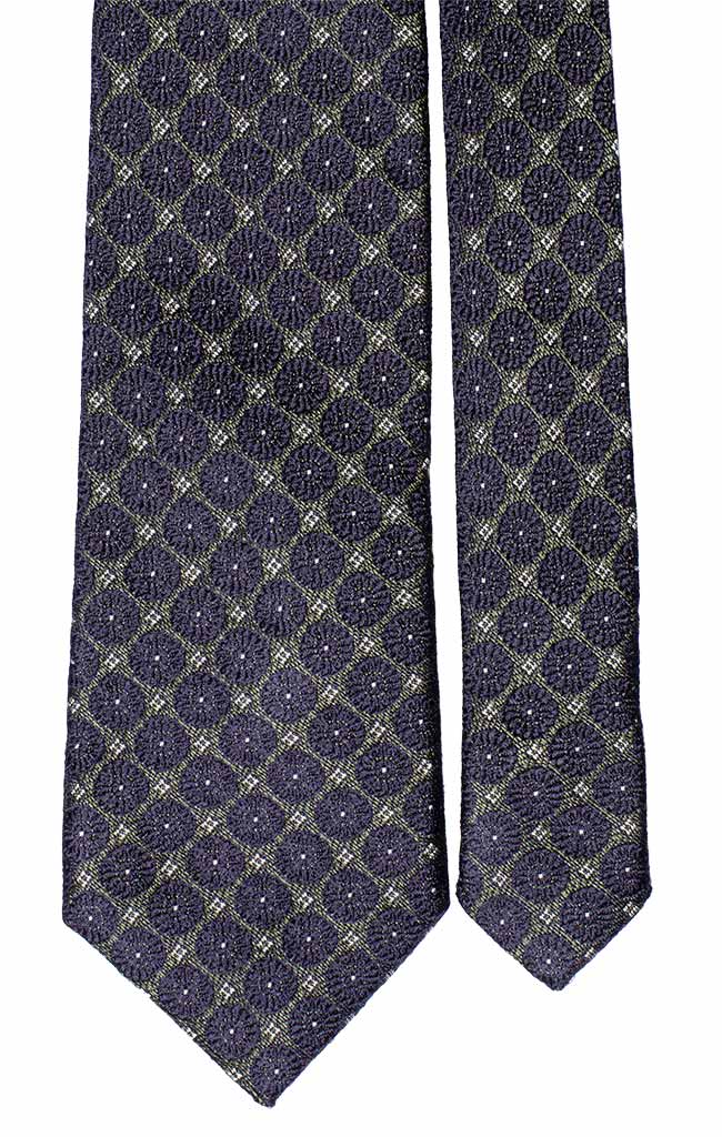 Cravatta di Seta Jaspè Verde Fantasia Blu Bianco Made in Italy Graffeo Cravatte Pala