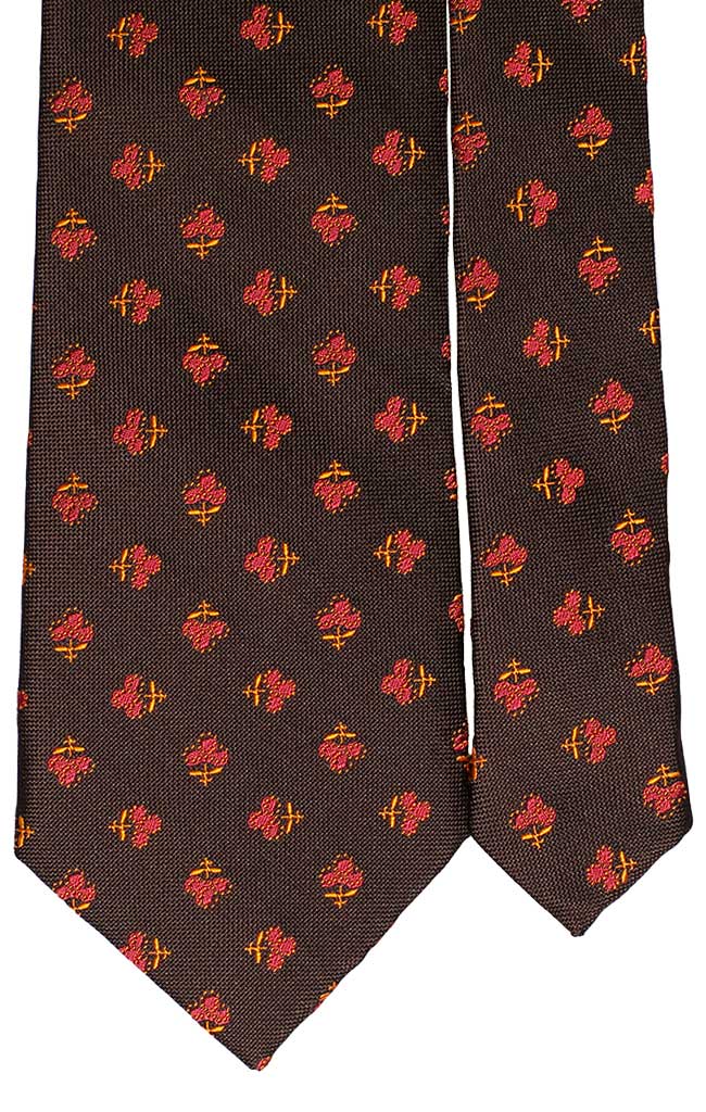 Cravatta di Seta Marrone Fantasia Arancione Ruggine Made in Italy Graffeo Cravatte Pala