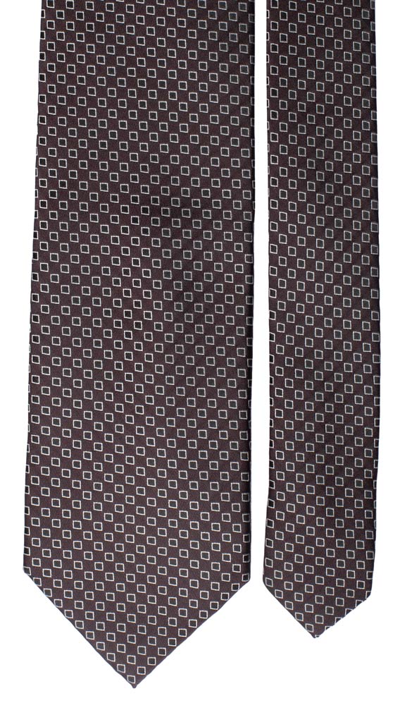 Cravatta di Seta Marrone Fantasia Blu Bianca Made in Italy graffeo Cravatte Pala