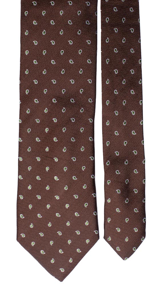 Cravatta di Seta Marrone Paisley Verde Bianco Made in Italy graffeo Cravatte Pala