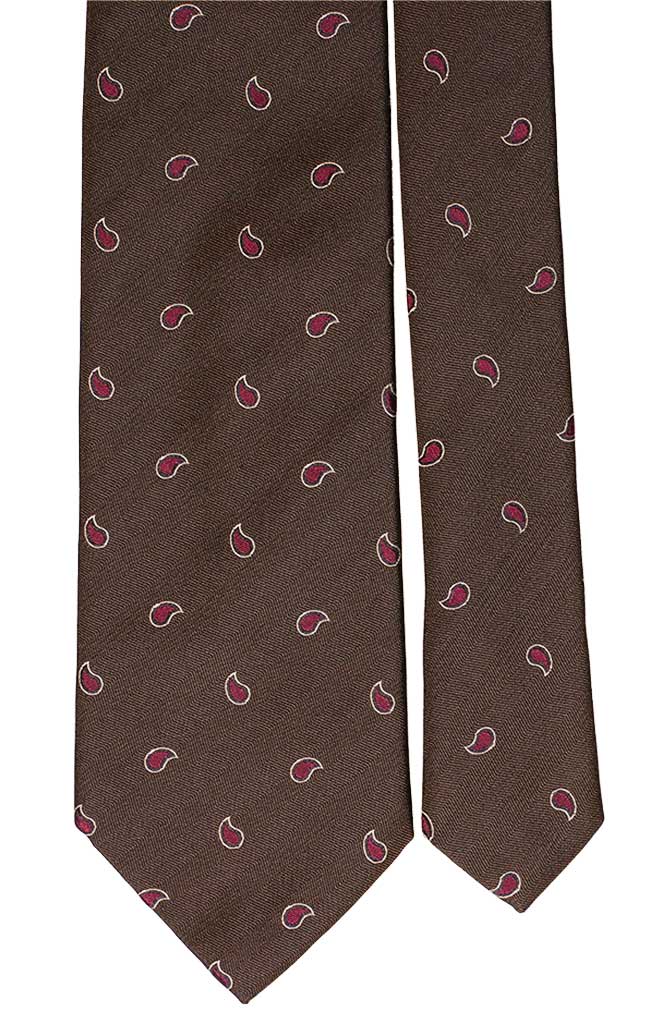 Cravatta di Seta Marrone Paisley Bordeaux Blu Bianco Made in italy Graffeo Cravatte Pala