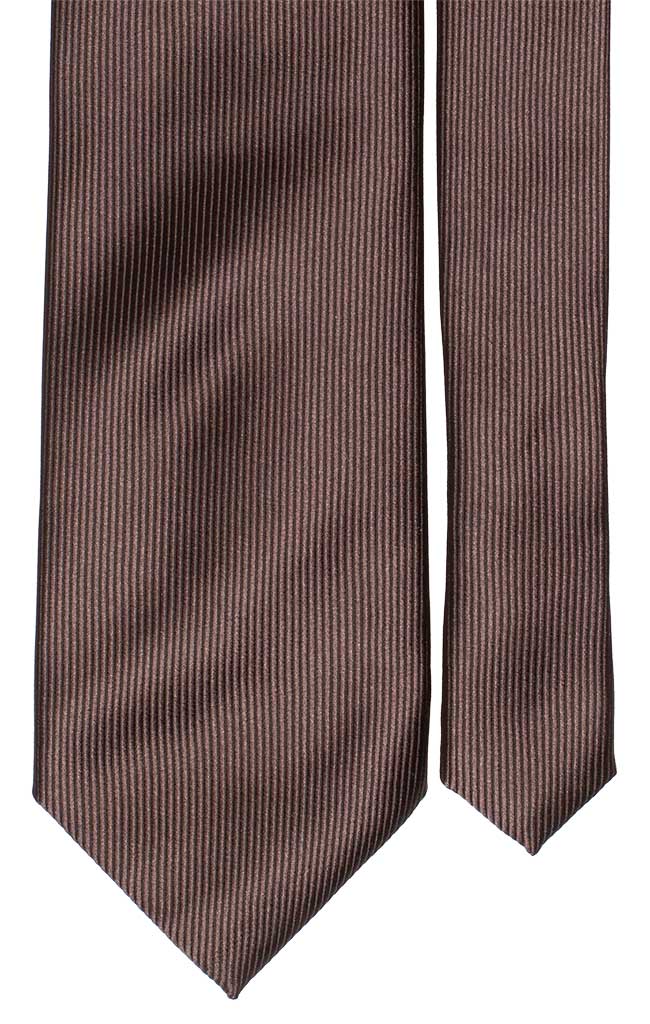 Cravatta di Seta Marrone con Riga Verticale Tinta Unita Made in Italy Graffeo Cravatte Pala