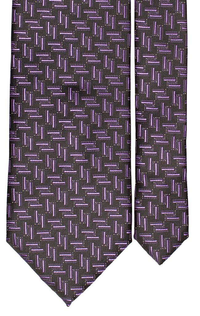 Cravatta di Seta Nera Fantasia Viola Made in Italy Graffeo Cravatte Pala