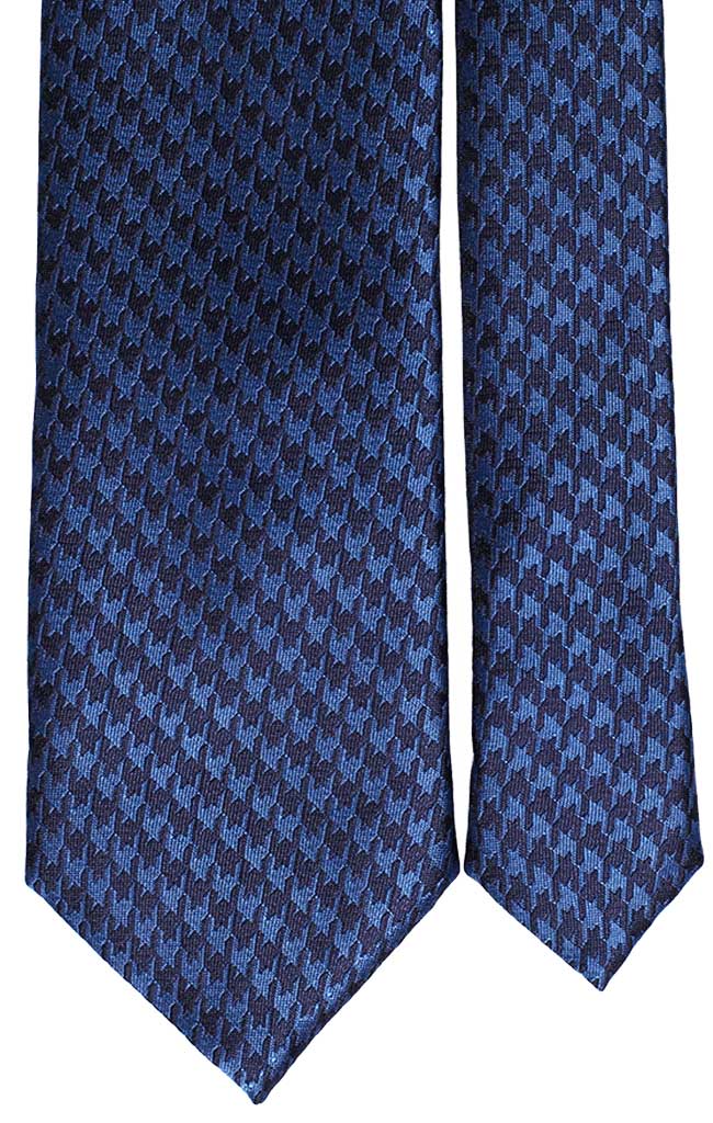 Cravatta di Seta a Fantasia Pied de Poule Bluette Blu Made in Italy Graffeo Cravatte Pala