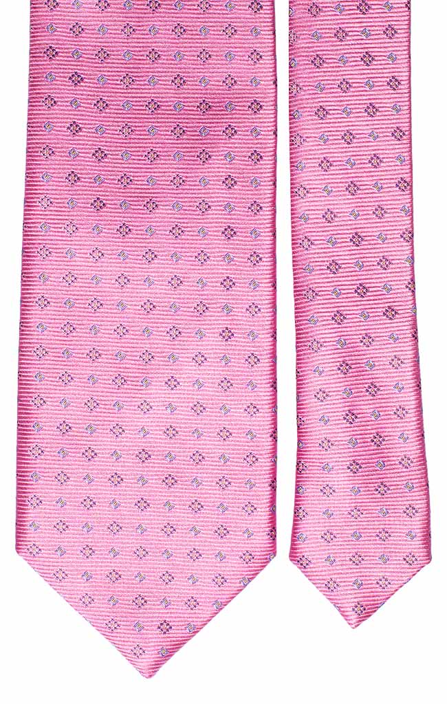 Cravatta di Seta Rosa Fantasia Celeste Blu ade in Italy Graffeo Cravatte Pala