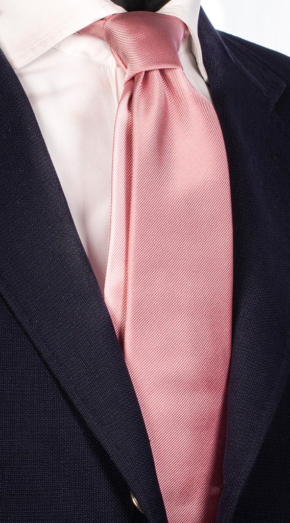 Cravatta di Seta Rosa Riga Tono su Tono Tinta Unita Made in Italy Graffeo Cravatte
