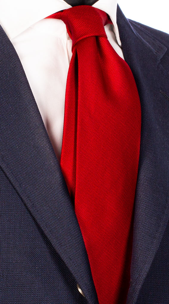 Cravatta di Seta Rossa Micro Fantasia Tono su Tono Made in italy Graffeo Cravatte
