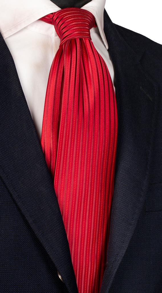 Cravatta di Seta Rossa Righe Verticali Tono su Tono Made in Italy graffeo Cravatte