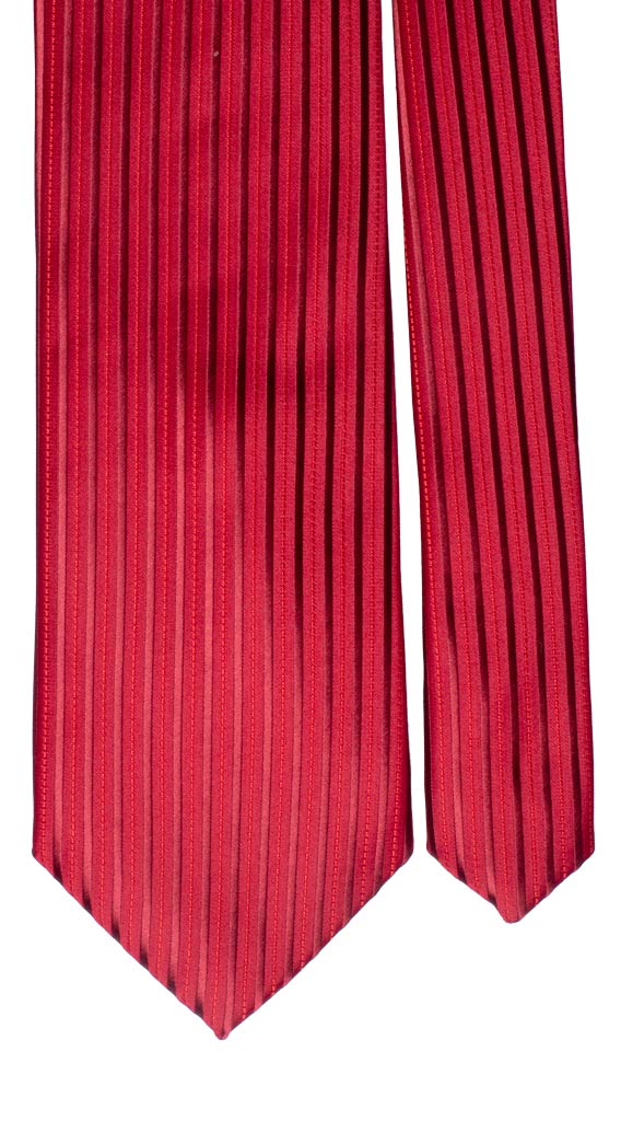 Cravatta di Seta Rossa Righe Verticali Tono su Tono Made in Italy Graffeo Cravatte Pala
