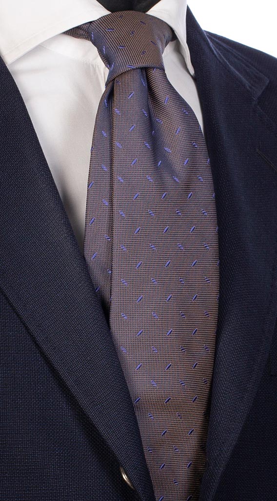 Cravatta di Seta Tortora Cangiante Viola Micro Fantasia Viola Made in Italy Graffeo Cravatte