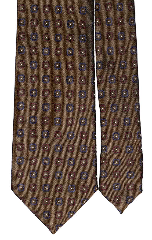 Cravatta di Seta Verde Oliva Fantasia Bluette Bordeaux Bianca Made in Italy Graffeo Cravatte Pala