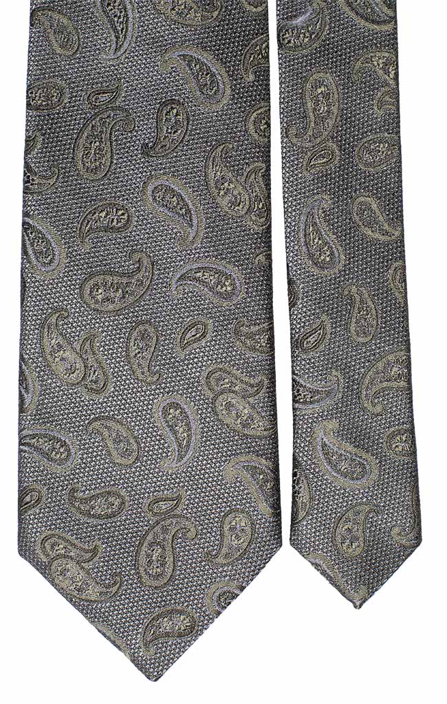 Cravatta di Seta Verde Paisley Tono su Tono Made in Italy Graffeo Cravatte Pala