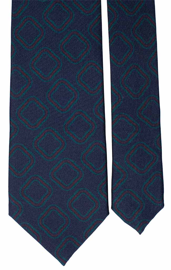 Cravatta di Seta Vintage Blu Fantasia Bordeaux Verde Made in Italy Graffeo Cravatte Pala