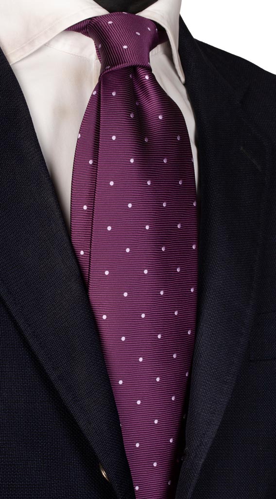 Cravatta di Seta Viola a Pois Lilla Made in Italy Graffeo Cravatte