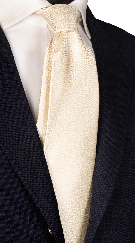 Cravatta di Seta color Champagne Fantasia Tono su Tono Made in Italy graffeo Cravatte