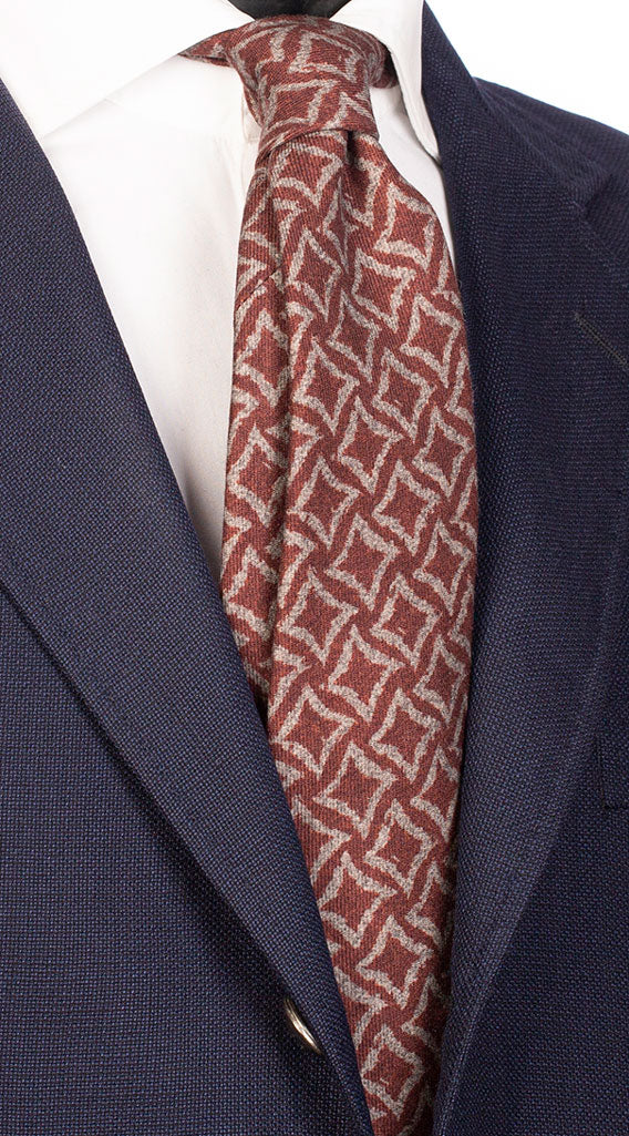 Cravatta in Lana Marrone Chiaro a Fantasia Grigia Made in Italy Graffeo Cravatte