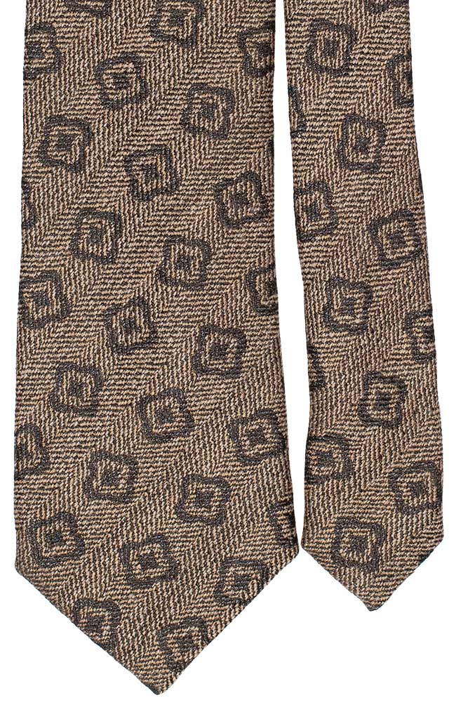 Cravatta in Lana Seta Beige Fantasia Grigia Made in Italy Graffeo Cravatte Pala